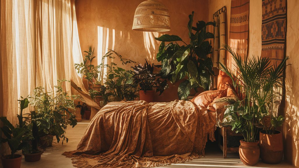 bohemijski projekt oświetlenia sypialni