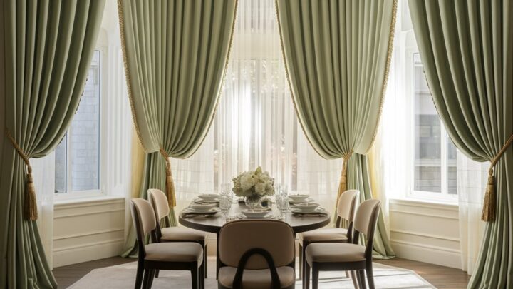 Jak dopasować zasłony i draperie do jadalni z oknem wykuszowym?