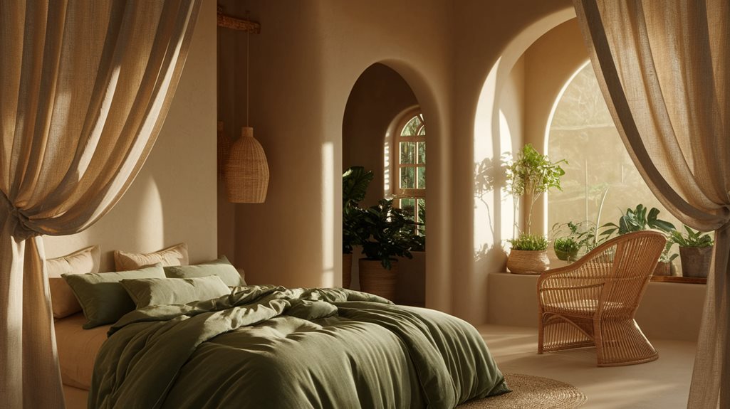 sypialnia z uspokajającym designem inspirowanym naturą