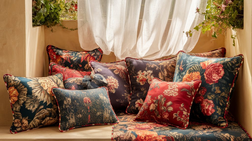 sezonowa paleta tkanin kwiatowych